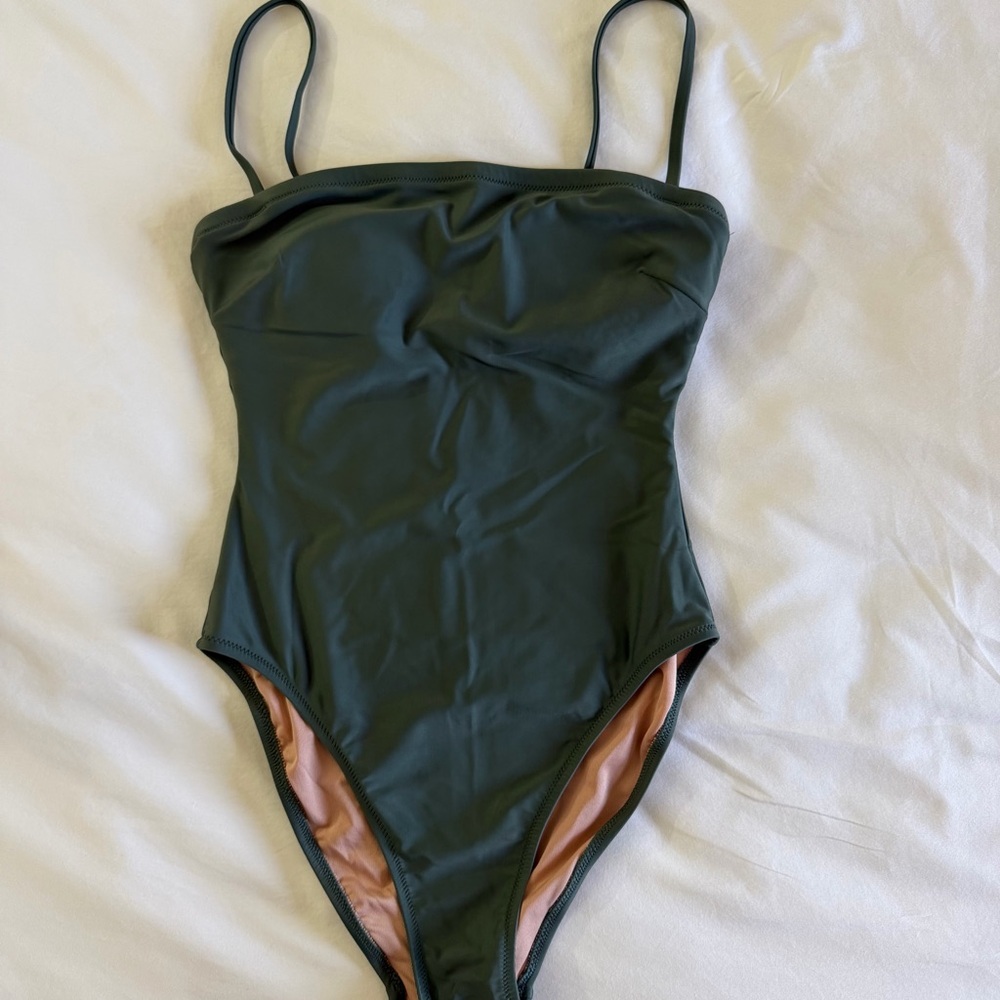 J.Crew green square-neck one piece bikini size 0